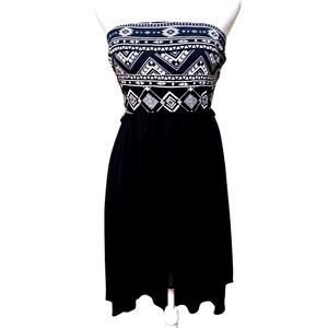 Iris Los Angeles Strapless Dress Y2K Black & White Western Tribal Women's Medium